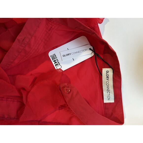 Glory Connections Red Blouse FANTASY RUFFLE ROMPER TOP Size Medium - Picture 5 of 12